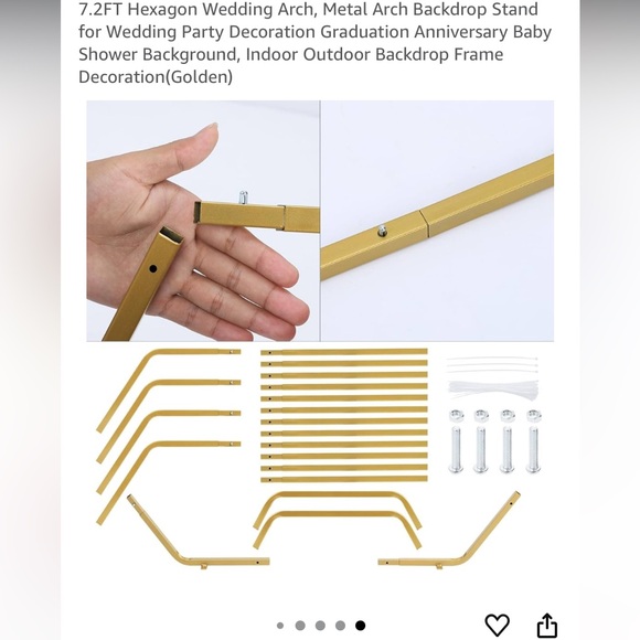 Hexagon Wedding Arch - Gold - Picture 3 of 3